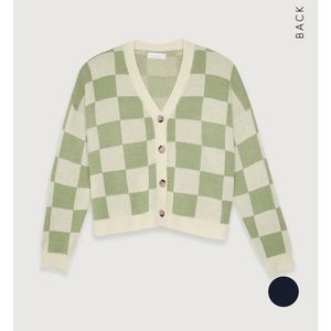 Oak + Fort Checkered Cardigan in Mint